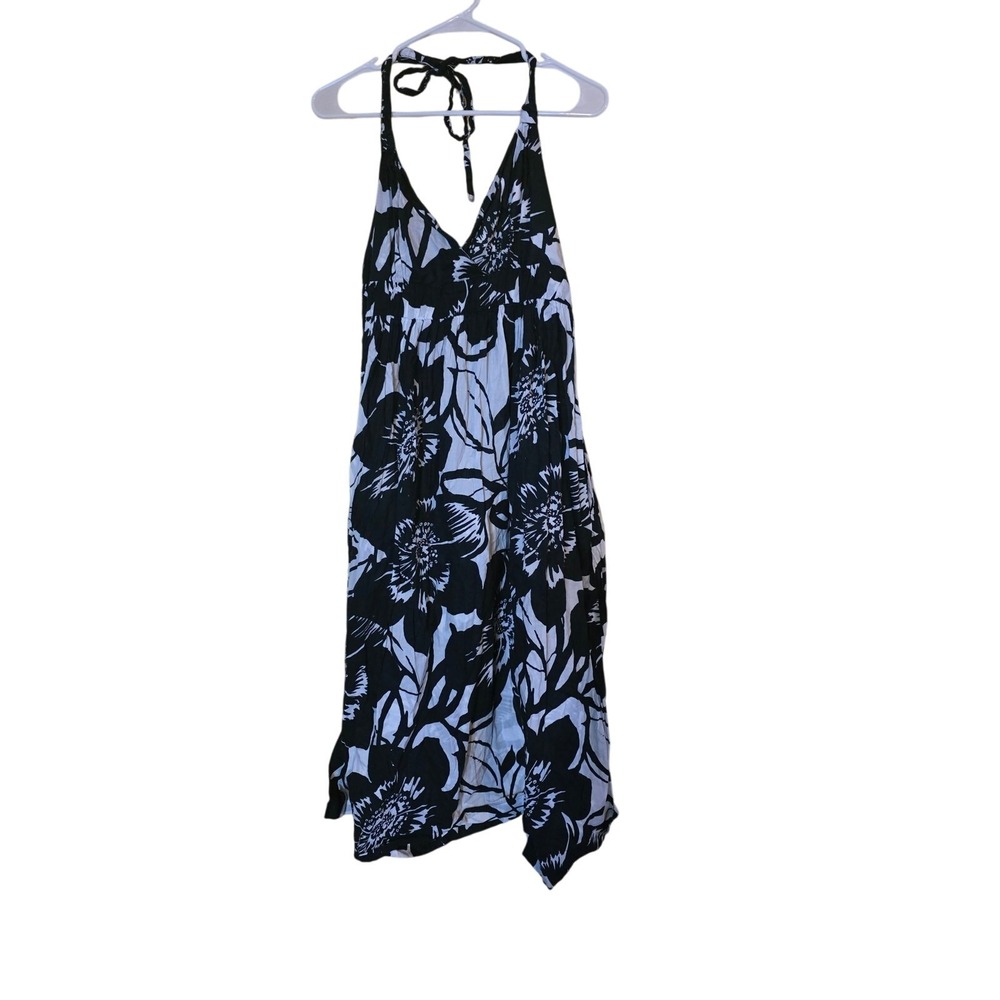 A.N.A Midi Dress XL Womensn Blue White Floral V Neck Sheer Light Weight